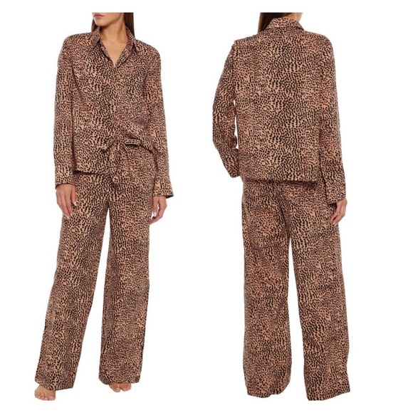 New! ULLA JOHNSON Ivy Cheetah Animal Print PJ Set - Picture 2 of 16